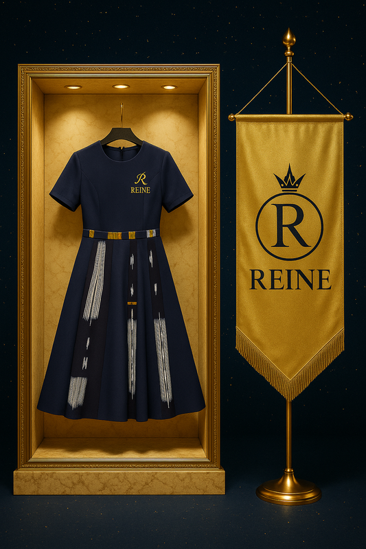 ROBE REINE BLEU NUIT A MANCHE COURTE